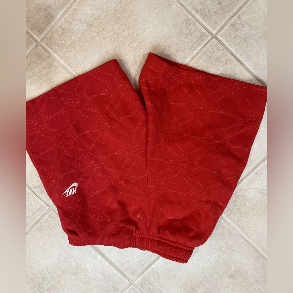 red nike fleece shorts